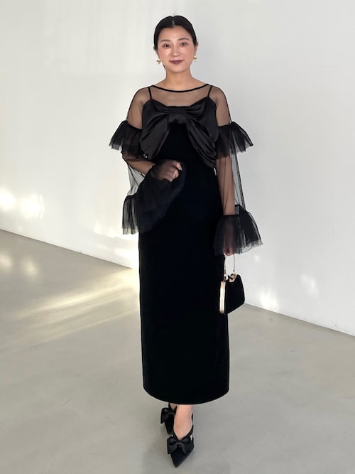 セール】【LEJA】2WAYフロントリボンビスチェチュールベロアIライン