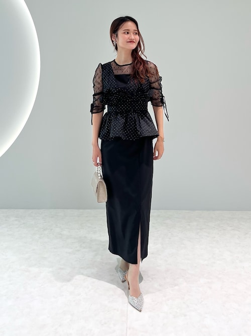 【Leja】ブラウン ペプラムドレス Leja＊ブラウンフリルペプラムロングドレス leja ペプラム