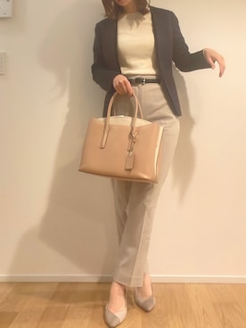 「アイテム（ノーカラージャケット）」を使った、シマウマさん（レディース・154cm）の秋コーディネート