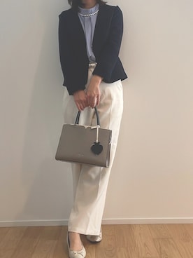 「アイテム（ノーカラージャケット）」を使った、シマウマさん（レディース・154cm）の秋コーディネート