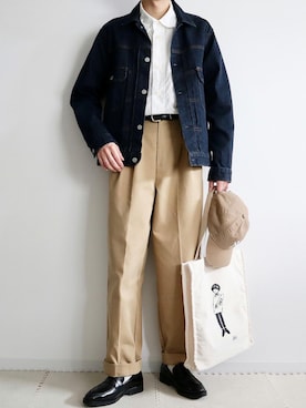 「MHL.」｜「アイテム（デニムジャケット）」を使った、なごさん（メンズ・170cm）の秋コーディネート