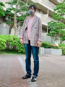 「TEMPERATE（テンパレイト）のアイテム」を使った、りのさん（レディース・158cm）の春コーディネート