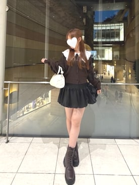 「RETRO GIRL（レトロガール）のレースアップブーツ（その他シューズ、ブラウン系）」を使った、emsexcite　/　エムズエキサイトさん（レディース・150cm）の秋コーディネート