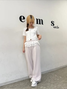 「アイテム（スウェットパンツ、ピンク系）」を使った、emsexcite　/　エムズエキサイトさん（レディース・158cm）の夏コーディネート