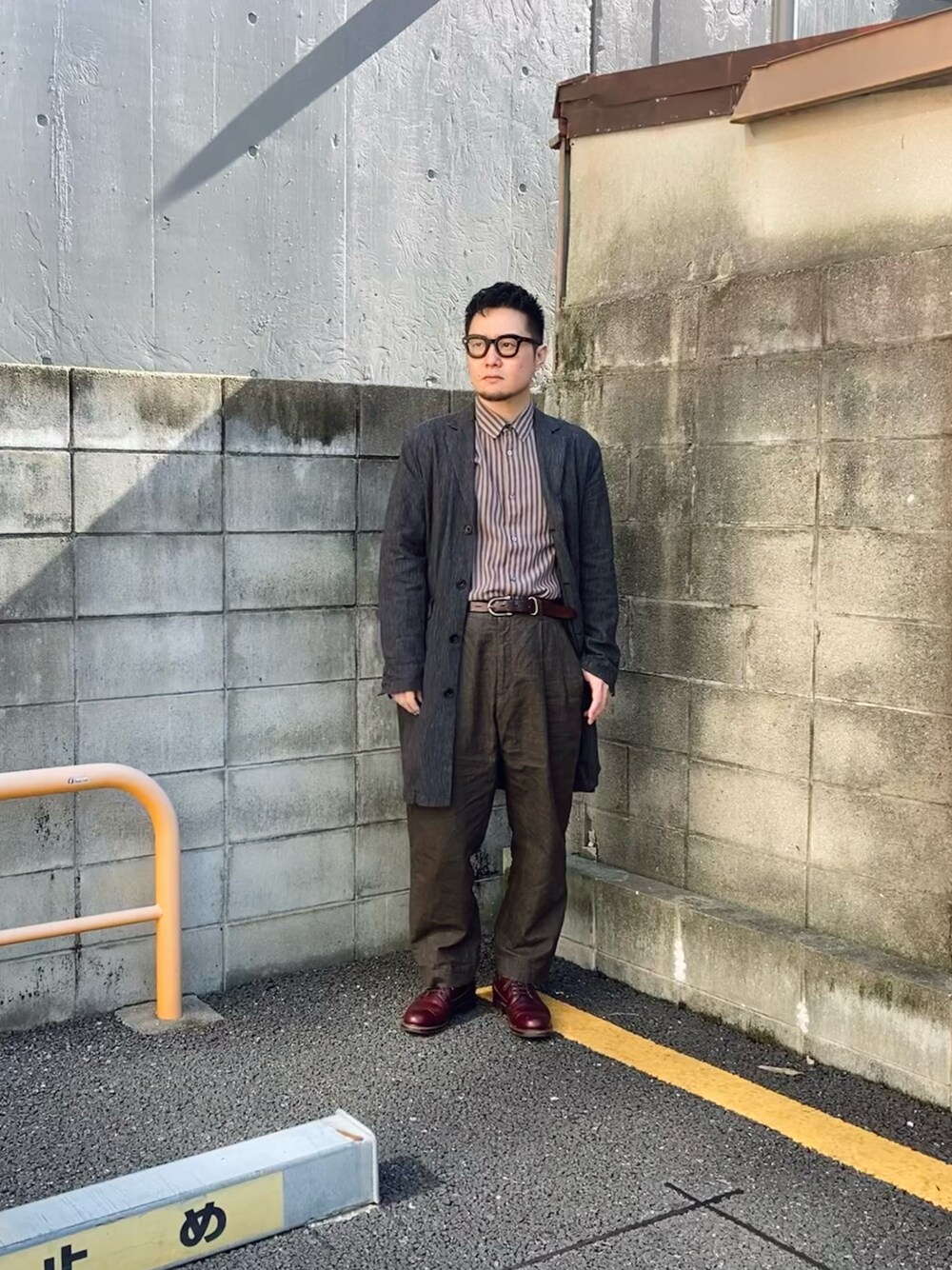 「sage de cretのsage de cret 2pleats PT 31008142（その他パンツ、ブラウン系）」を使った、to48さん（メンズ・173cm）の秋コーディネートの1枚目の写真