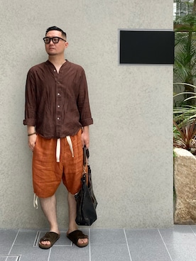 「NICHOLAS DALEY（ニコラスデイリー）のアイテム（パンツ）」を使った、to48さん（メンズ・173cm）の夏コーディネート