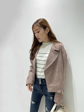 「LIPSERVICE（リップサービス）のアイテム（ライダースジャケット）」を使った、suzuさん（レディース・163cm）の秋コーディネート