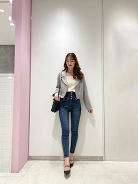 「LIPSERVICE（リップサービス）のアイテム（ライダースジャケット）」を使った、suzuさん（レディース・163cm）の冬コーディネート