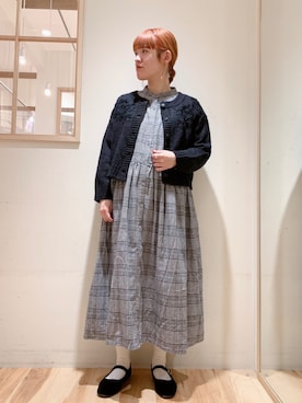 「刺繍」｜「アイテム（シャツワンピース）」を使った、やしきさん（レディース・163cm）の冬コーディネート