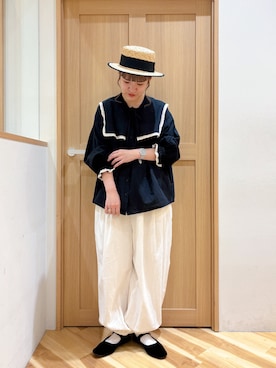 「ゆべしコラボ」｜「アイテム（パンツ）」を使った、やしきさん（レディース・164cm）の春コーディネート
