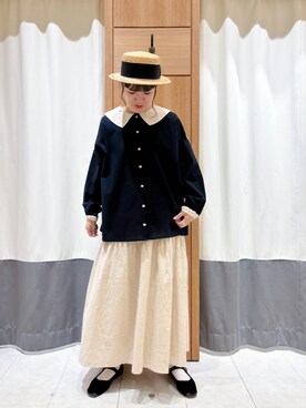 「Samansa Mos2（サマンサ モスモス）の配色前後2WAYブラウス（シャツ/ブラウス）」を使った、やしきさん（レディース・164cm）の冬コーディネート