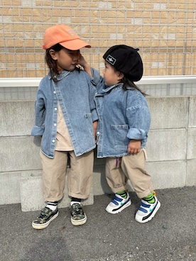 「ごきげんウィーク」｜「アイテム（ハンチング/ベレー帽）」を使った、KeeeTさん（キッズ・90cm）の春コーディネート
