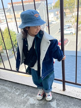 「アイテム（ハット）」を使った、KeeeTさん（キッズ・90cm）の冬コーディネート