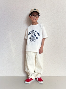 「AAA+（サンエープラス）のアイテム」を使った、KeeeTさん（キッズ・120cm）の春コーディネート