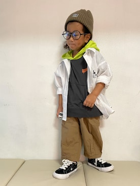 「RADCHAP（ラッドチャップ）のアイテム（トップス）」を使った、KeeeTさん（キッズ・90cm）の夏コーディネート