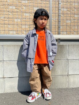 「アイテム（シャツ/ブラウス、ブラック系）」を使った、KeeeTさん（キッズ・90cm）の春コーディネート