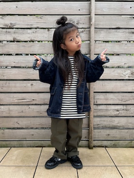 「アイテム（デニムジャケット）」を使った、KeeeTさん（キッズ・120cm）の秋コーディネート