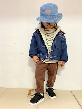「PUMA」｜「アイテム（デニムジャケット）」を使った、KeeeTさん（キッズ・90cm）の冬コーディネート