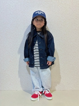 「アイテム（デニムジャケット）」を使った、KeeeTさん（キッズ・110cm）の秋コーディネート