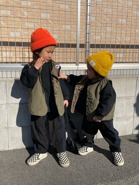「アイテム（スウェット、ブラック系）」を使った、KeeeTさん（キッズ・90cm）の春コーディネート