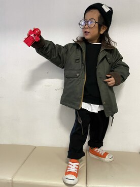 「CIAOPANIC TYPY（チャオパニックティピー）のアイテム（その他アウター）」を使った、KeeeTさん（キッズ・90cm）の冬コーディネート
