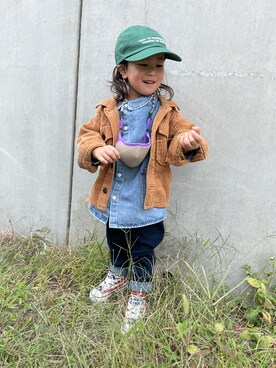 「Ocean&Ground（オーシャン&グラウンド）のアイテム（その他アウター）」を使った、KeeeTさん（キッズ・90cm）の秋コーディネート
