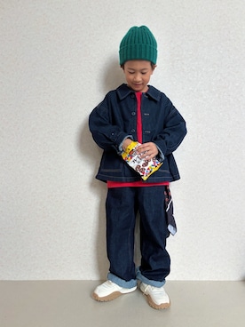 「アイテム（デニムパンツ）」を使った、KeeeTさん（キッズ・110cm）の秋コーディネート