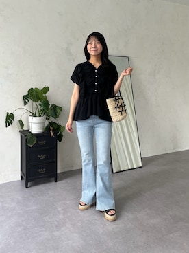「アイテム（かごバッグ）」を使った、haruさん（骨格ウェーブ・レディース・158cm）の夏コーディネート