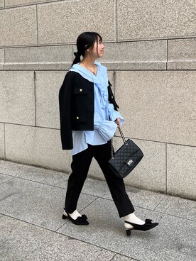 「春カラー」｜「アイテム（ノーカラージャケット）」を使った、haruさん（レディース・158cm）の春コーディネート