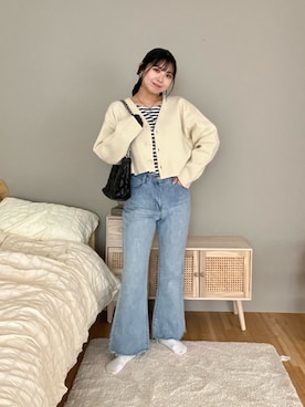 「アイテム（ヘアアクセサリー、ブラック系）」を使った、haruさん（レディース・158cm）の春コーディネート