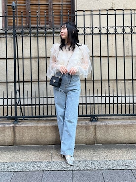 「アイテム（ヘアアクセサリー、ブラック系）」を使った、haruさん（レディース・158cm）の春コーディネート