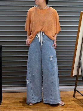 「LEPSIM（レプシィム）のイージーバギーデニム　290477（デニムパンツ）」を使った、つちさん（レディース・160cm）の夏コーディネート