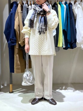 「LEPSIM（レプシィム）の洗えるチェックストール23AW　967394（ストール/ショール）」を使った、つちさん（レディース・160cm）の冬コーディネート