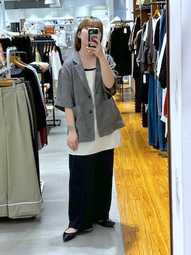 「LEPSIM（レプシィム）のドロストイージーパンツ　646556（その他パンツ、ブラック系）」を使った、つちさん（レディース・160cm）の春コーディネート