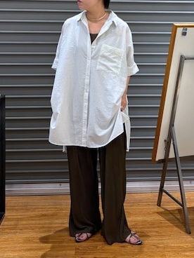 「アイテム（チュニック、ホワイト系）」を使った、つちさん（レディース・160cm）の夏コーディネート