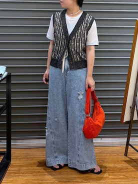 「アイテム（ベスト）」を使った、つちさん（レディース・160cm）の夏コーディネート