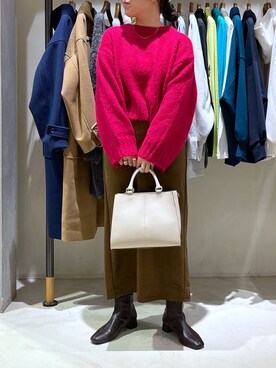 「LEPSIM（レプシィム）のフェイクレザーセンターステッチバッグ　990316（ショルダーバッグ）」を使った、つちさん（レディース・160cm）の冬コーディネート