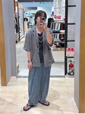 「LEPSIM（レプシィム）のシアードッキングノースリーブ　1017586（Tシャツ/カットソー、グレー系）」を使った、つちさん（レディース・160cm）の夏コーディネート