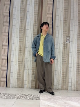 「URBAN RESEARCH（アーバンリサーチ）のULTERIOR　LIGHT DENIM COVERALL（デニムジャケット、ブルー系）」を使った、イワサキさん（メンズ・168cm）の春コーディネート