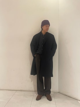 「URBAN RESEARCH（アーバンリサーチ）の『別注』Le Yucca’s×URBAN RESEARCH　YEB2 LOAFER SUEDE（ローファー）」を使った、イワサキさん（メンズ・168cm）の冬コーディネート