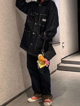 「アイテム（カバーオール）」を使った、🦖さん（レディース・160cm・20代）の冬コーディネート