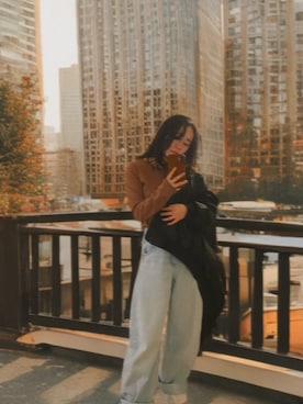 「アイテム（ミリタリージャケット）」を使った、気分屋ファッションさん（レディース・152cm）の冬コーディネート