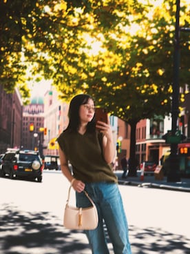 「アイテム（サングラス、ベージュ系）」を使った、気分屋ファッションさん（レディース・152cm）の秋コーディネート