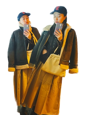 「Ray BEAMS（レイビームス）のアイテム（ブルゾン）」を使った、NAOさん（レディース・152cm）の冬コーディネート