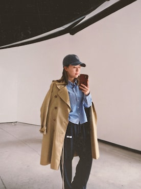 「UNIQLO（ユニクロ）のアイテム（シャツ/ブラウス、ブルー系）」を使った、気分屋ファッションさん（レディース・152cm）の春コーディネート