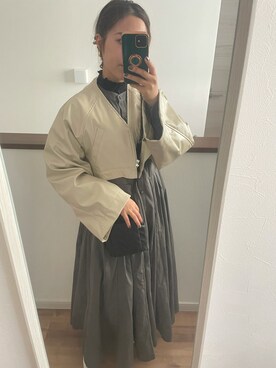 「ECRIRE（エクリール）のアイテム（ステンカラーコート）」を使った、ゆきさん（レディース・154cm）の冬コーディネート