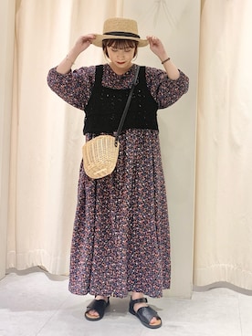 「アイテム（ワンピース、ピンク系）」を使った、れーさんさん（レディース・150cm）の春コーディネート