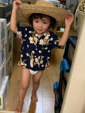 「Rodeo Crowns（ロデオクラウンズ）のアイテム」を使った、れおさん（キッズ・90cm）の夏コーディネート