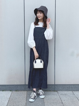 「ごきげんウィーク」｜「アイテム（帽子）」を使った、このみさん（レディース・164cm）の春コーディネート