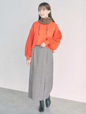 「ナロースカート」｜「アイテム（ニットキャップ/ビーニー）」を使った、このみさん（レディース・164cm）の秋コーディネート